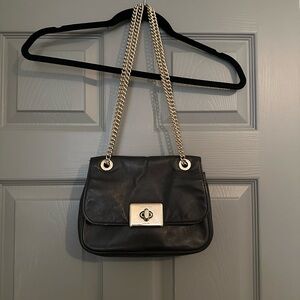 Black Leather Chain Shoulder/Crossbody Bag